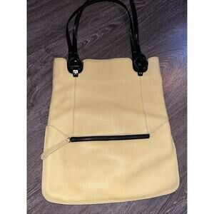TUSK Pebbled Leather Yellow Soft Large Tote